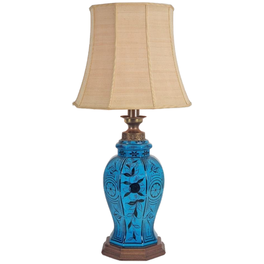 Vintage Perzische Tafellamp Keramiek Bleu Jar Vloerlamp ‘50 1