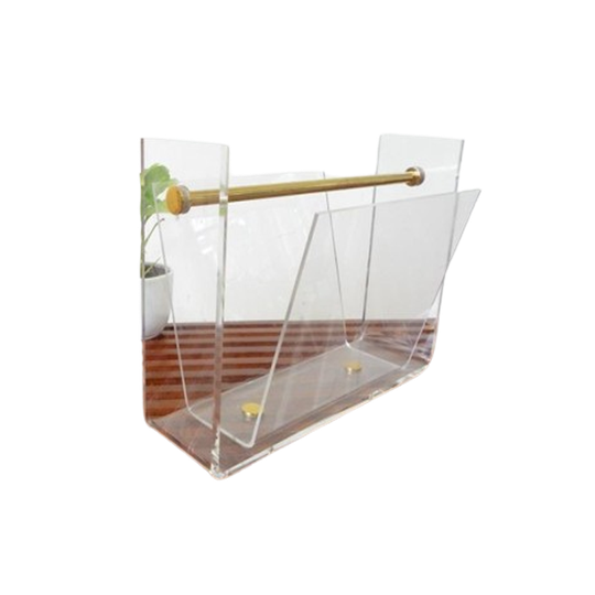 Retro Vintage Lectuurbak Jaren80 Kunststof Plexiglas Messing 1