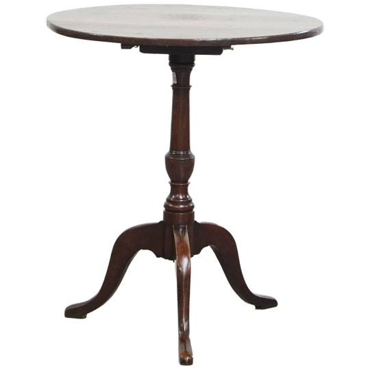 Leuke Antieke Engelse Ronde Wijn/ Tilt Top Table/ Bijzettafel Uit De 19e Eeuw Met Een Rond Blad 1
