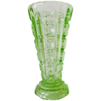 Art Deco Uranium Vaasje In Annagroen Persglas thumbnail 1