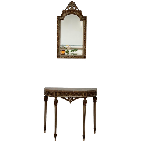 Barok Rococo Wandconsole Sidetable Met Marmer Blad En Spiegel 03 1