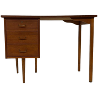 Vintage Teak Fineer Bureau Jaren 60 Thuiswerkplek Design