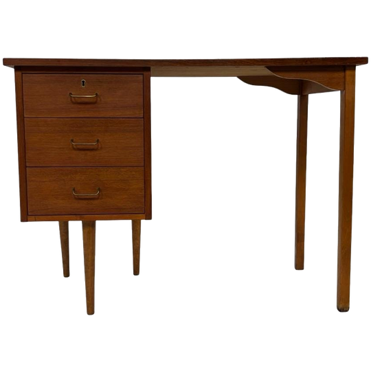 Vintage Teak Fineer Bureau Jaren 60 Thuiswerkplek Design 1