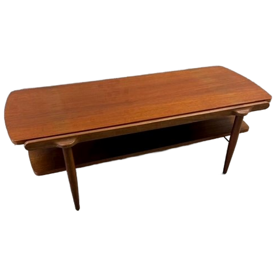 Vintage Teak Salontafel Met Omkeerblad 1