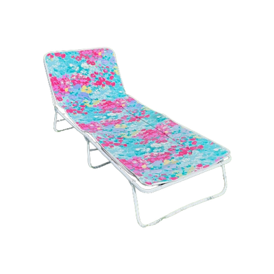 Vintage Ligbed / Stretcher Roze - Blauw Gebloemd