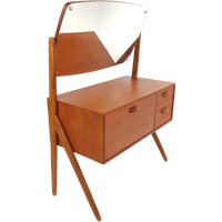 Vintage Deens Kaptafeltje | Spiegel | Teak Kastje