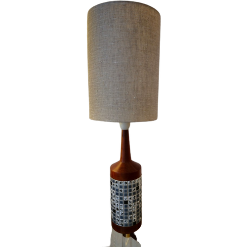 Vintage Deense Tafellamp Teak Lamp Schermerlamp Mozaïek