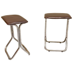 Set Van 2 Vintage Chrome En Vinyl Kruks Krukjes thumbnail 1