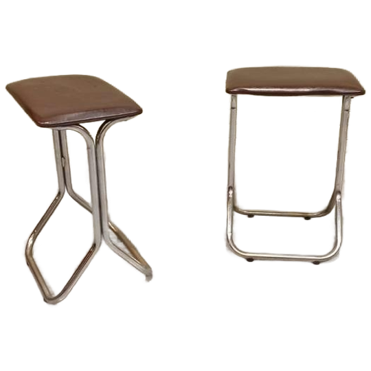 Set Van 2 Vintage Chrome En Vinyl Kruks Krukjes 1