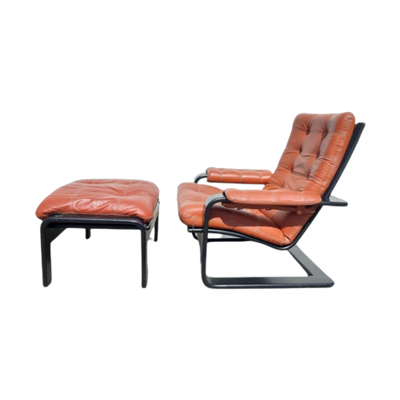 Mcm Design Fauteuil En Voetbank, Lystolet, Zweden,1970S