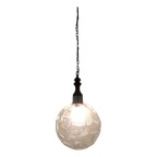 Vintage Jaren 60 Plafondlamp Bollamp (Geperst Glas) thumbnail 1