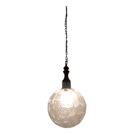 Vintage Jaren 60 Plafondlamp Bollamp (geperst Glas) 1