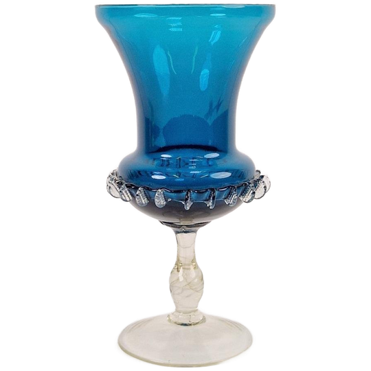 Mid Century Blauwe Murano Glas Vaas Mondgeblazen 1960 Rare 1