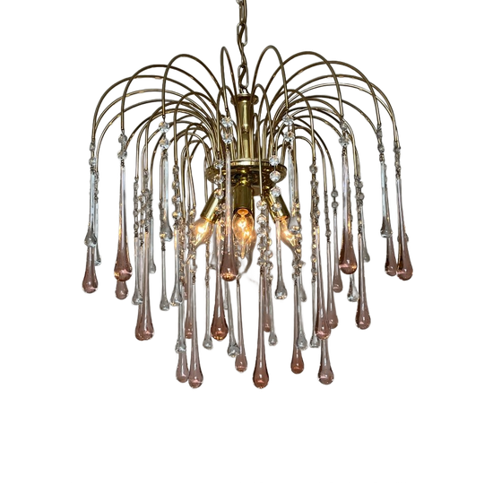 Vintage Xxl Murano Teardrop Kroonluchter Hanglamp Kristal 1