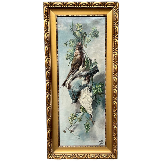 M. Martin. Stilleven Met Vogel En Bloemen. 1
