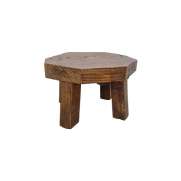 Massief Eiken Vintage Brutalist Achthoekige Tafel.