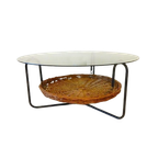 Vintage Tafel Salontafel Rond Jaren 60 / 70 Glas Lectuurbak thumbnail 1