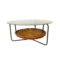 Vintage Tafel Salontafel Rond Jaren 60 / 70 Glas Lectuurbak