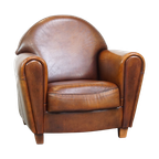 Comfortabele, Strak Afgewerkte, Gezellige Grote Schapenleren Design Armchair thumbnail 1
