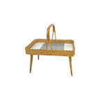 Rotan Dienblad Op Poten Met Grijs Formica thumbnail 1