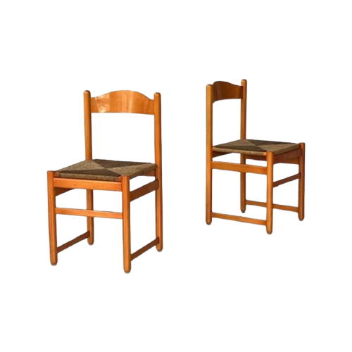 Jaren 70 Eettafelstoelen Vintage Oranje Retro Riet Prijs P/S