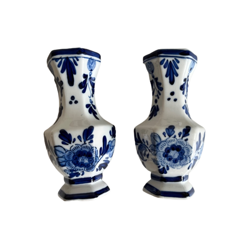 2X Delfs Blauw Handgeschilderd Vaasje