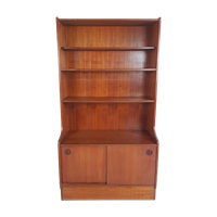 Vintage Deense Buffetkast |Wandmeubel Teak Fineer Boekenkast