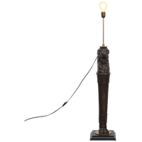 Prachtige Handgesneden Antieke Houten Staande Lamp Met Leeuwenkop