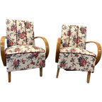 Halabala H-237 Stoelen Gerestaureerd, Wit Met Bloemen thumbnail 1