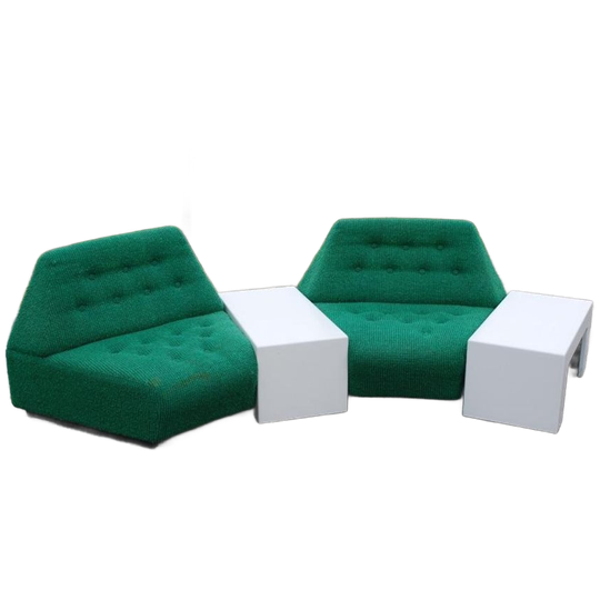 Jaren '70 Fauteuils Groen Met Tafeltjes 1