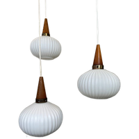 3x ‘japandi’ Hanglampen – Teak En Opaline