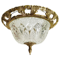 Plafondlamp Hollywood Regency Messing Kristal