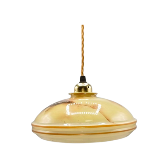 Vintage Hanglamp Gemarmerd Glas 1