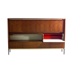 Mid-century Vintage Wandkast Met Verlichting In Teak, België 1960s thumbnail 1