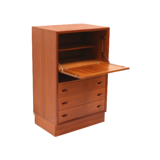 Vintage Secretaire / Bureau Ontworpen Door Henry W. Klein Voor Bramin Gemaakt In De Jaren '60 1