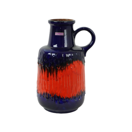 Vintage West Germany Aardewerk Scheurich Blauw Oranje Fat Lava 408-40 1