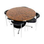 Ronde Eettafel Met Koperen Blad 'driebergen' Vintage thumbnail 1