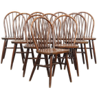 Set Van 10 Houten Vintage Windsor Spijlen Stoelen Uit De Jaren ’70 In Engelse Stijl thumbnail 1