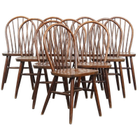 Set Van 10 Houten Vintage Windsor Spijlen Stoelen Uit De Jaren ’70 In Engelse Stijl