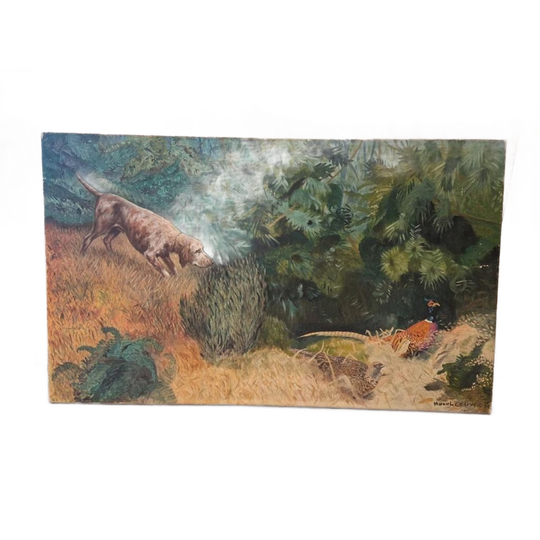 H. Van Leeuwen Jachthond En Fazanten Schilderij 1