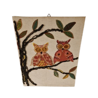 Vintage Schilderij Van Stof Uil Stof Wandkleed Muurkleed