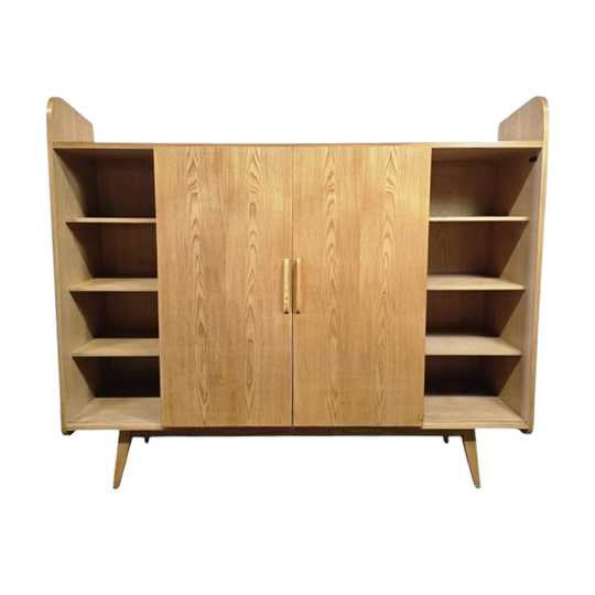 Vintage Halfhoge Kast / Vitrine Met Open Gedeelte 1
