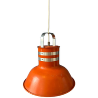 Mid Century Oranje/rode Metalen Space Age Hanglamp