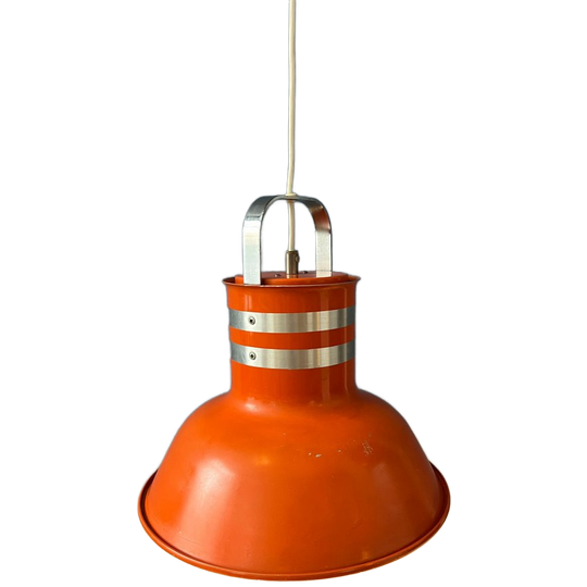 Mid Century Oranje/rode Metalen Space Age Hanglamp 1