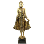 Enorm Boeddhabeeld Verguld Hout Mandalay Birma 140cm thumbnail 1