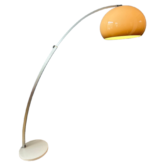 Space Age Boog Vloerlamp Van Gepo Met Beige Mushroom Kap 1