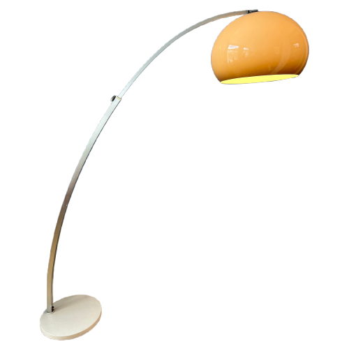 Space Age Boog Vloerlamp Van Gepo Met Beige Mushroom Kap