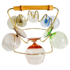 Midcentury Cognac Glaasjes Set Messing Rek Houder Jaren 50 thumbnail 1