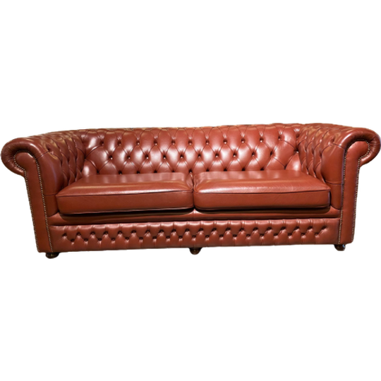 Engelse Springvale Chesterfield 3 Zits Bank Bordeaux Leer 1
