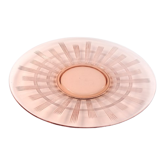 Vintage Gebaksschaal Roze Glas 1